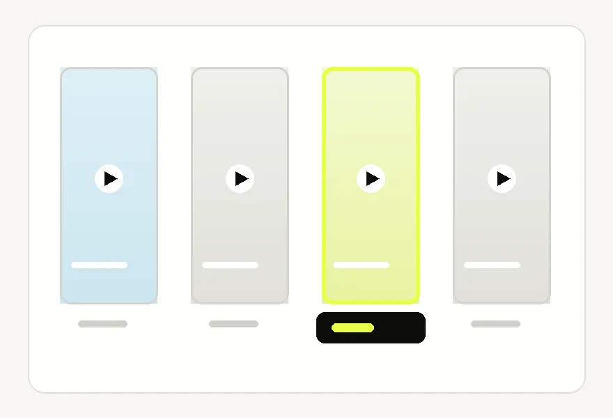 A batch of short-form creative hooks laid out as a set